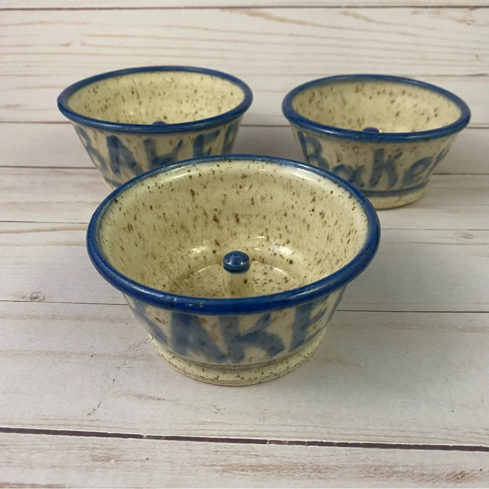 Apple Baker Studio Art Pottery 3 pc Lot Signed Speckled